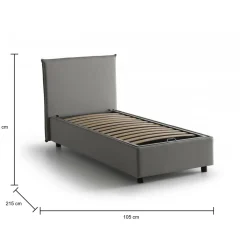 Letto una piazza contenitore grigio 105x215cm rete inclusa - Alder