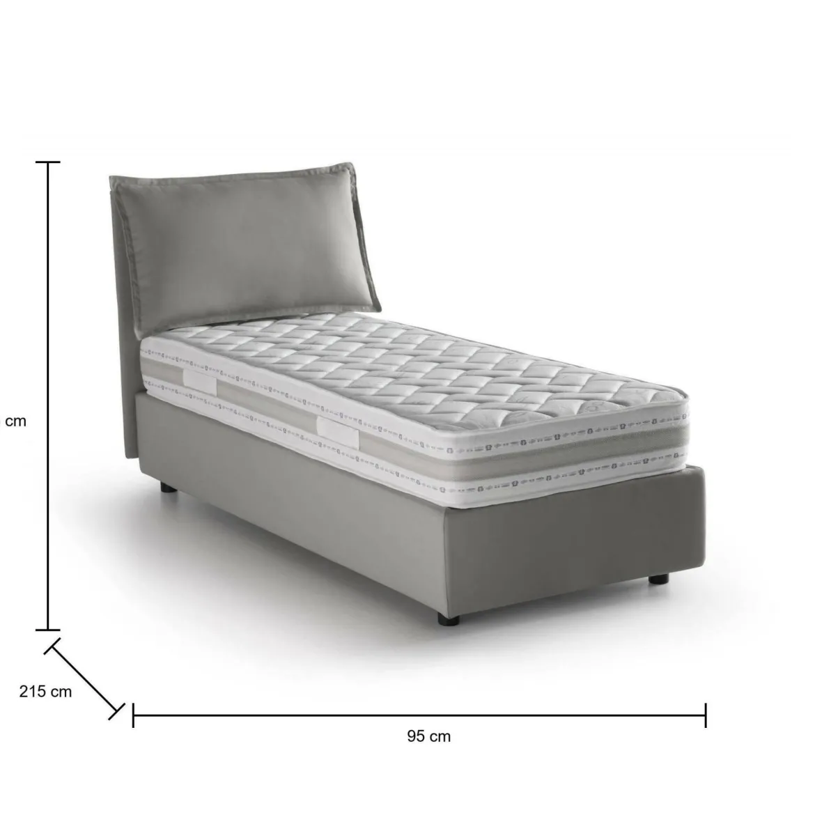 Letto una piazza contenitore grigio 95x215cm comodo - Ancara