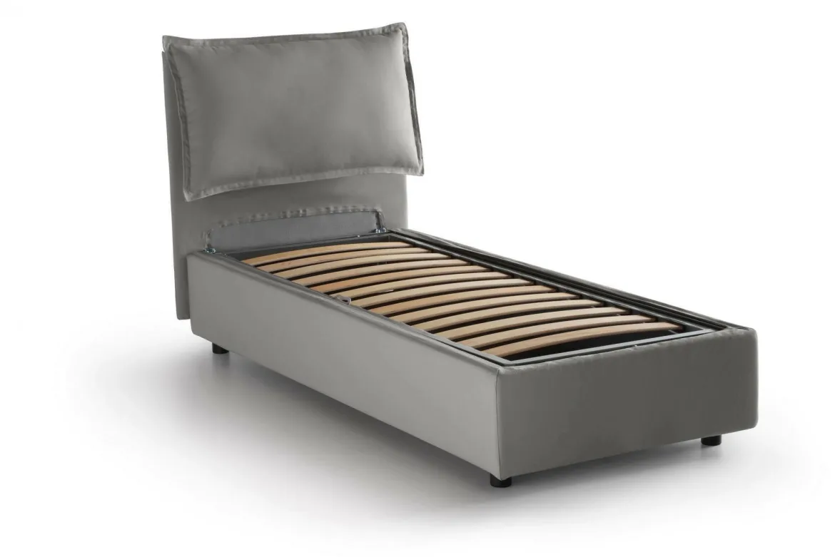 Letto una piazza contenitore grigio 95x215cm comodo - Ancara