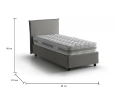 Letto una piazza contenitore grigio 95x215cm rivestimento in tessuto - Boudicca