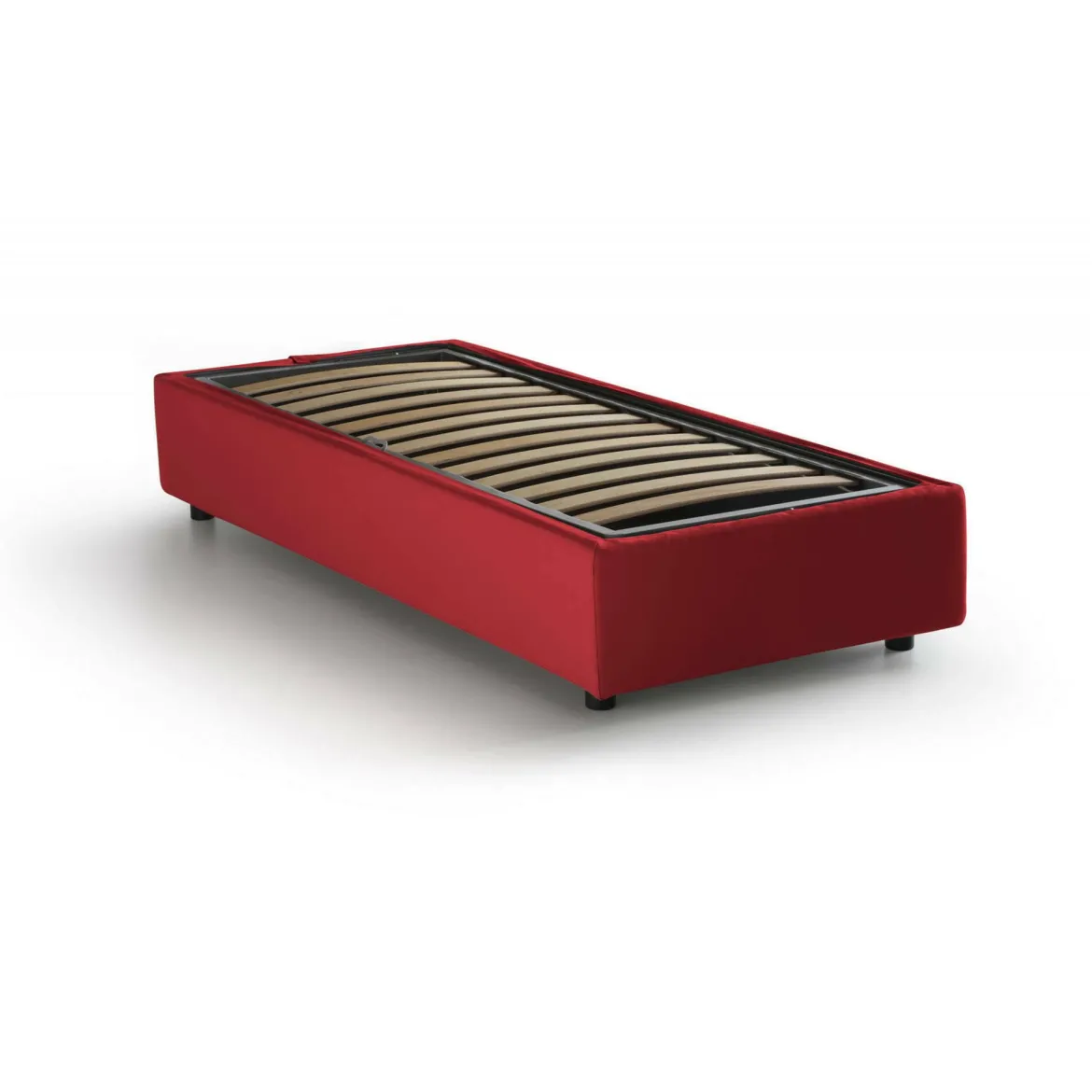 Letto una piazza contenitore rosso 105x215cm sfoderabile - Acetico