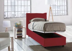 Letto una piazza contenitore rosso 95x205cm adatto per materasso 80x190 cm - Alto