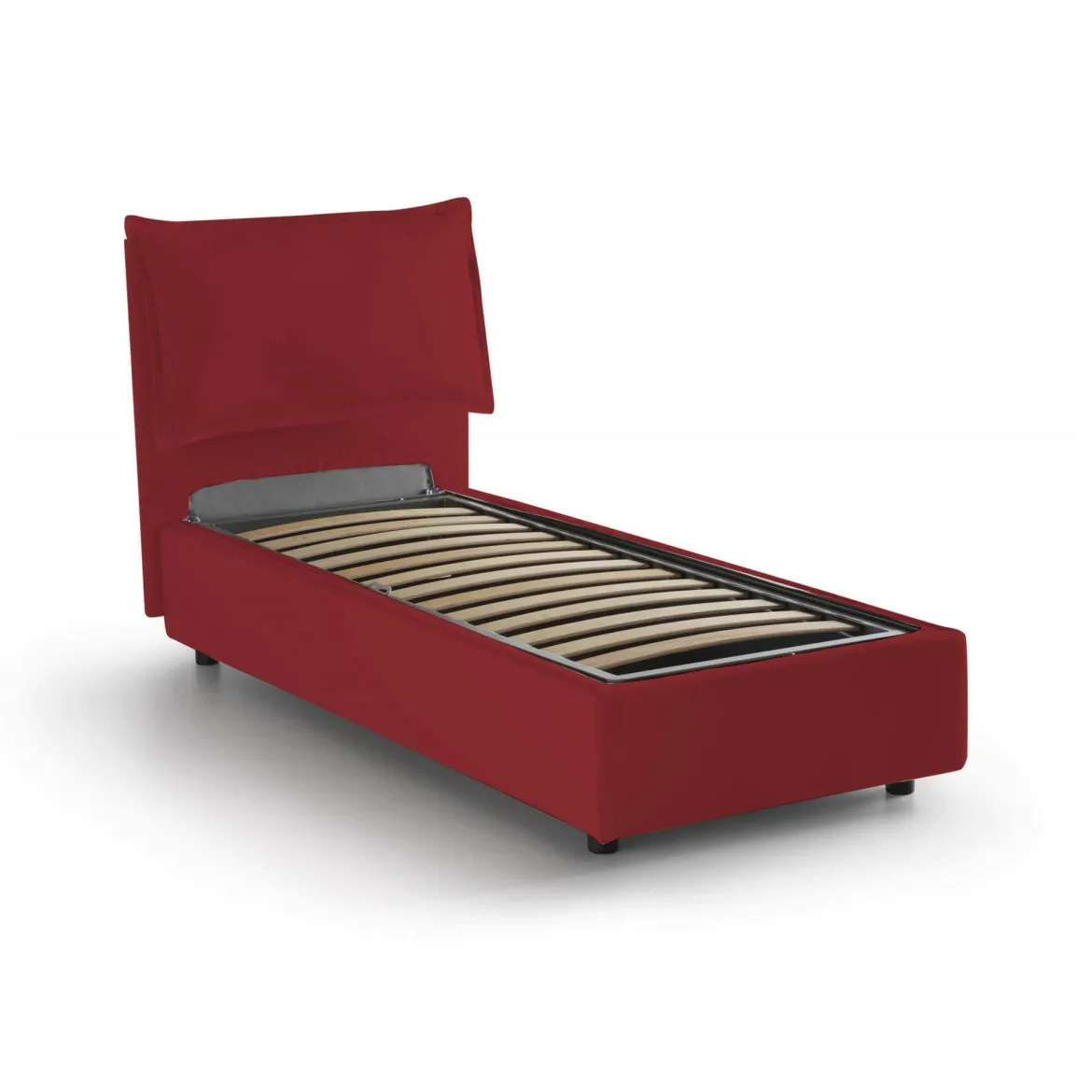 Letto una piazza contenitore rosso 95x205cm sfoderabile - Argentino