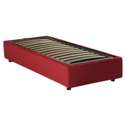 Letto una piazza contenitore rosso 95x215cm materasso incluso - Avova
