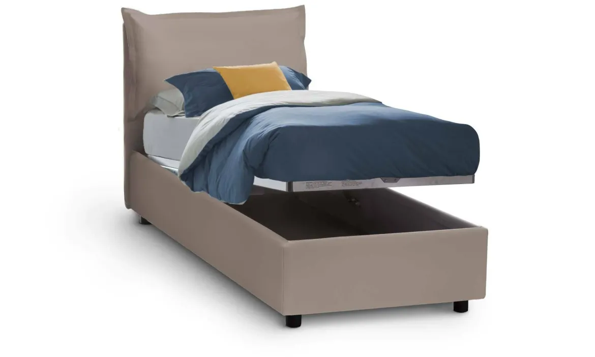 Letto una piazza contenitore tortora 105x205cm comodo - Amandola