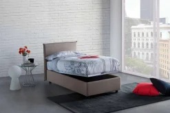 Letto una piazza contenitore tortora 95x215cm rivestimento in tessuto - Boudicca