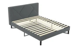 Letto una Piazza e Mezza 120x190 cm Imbottito Moderno Grigio con Rete a Doghe e Vano Testiera Salvaspazio 129x204x100h – Hemera