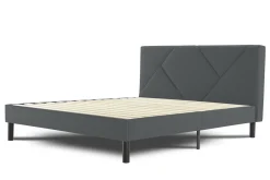 Letto una Piazza e Mezza 120x190 cm Imbottito Moderno Grigio con Rete a Doghe e Vano Testiera Salvaspazio 129x204x100h – Hemera