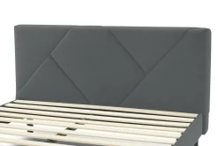 Letto una Piazza e Mezza 120x190 cm Imbottito Moderno Grigio con Rete a Doghe e Vano Testiera Salvaspazio 129x204x100h – Hemera