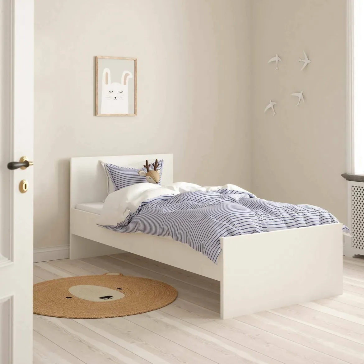Letto un posto bianco 96x196cm adatto per materasso 90x190 cm - Assar