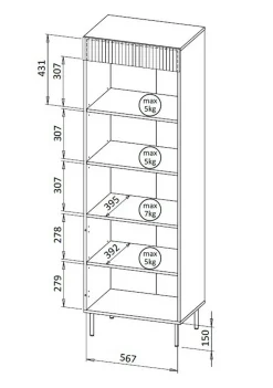 Libreria Agri, 185x42 h60 cm, Noce e Beige