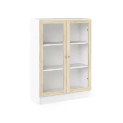 Libreria 2 ante bianca e quercia 79x203h cm - Chedeng