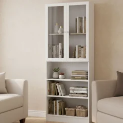 Libreria 2 ante vetro bianca 79x203h cm - Chedeng
