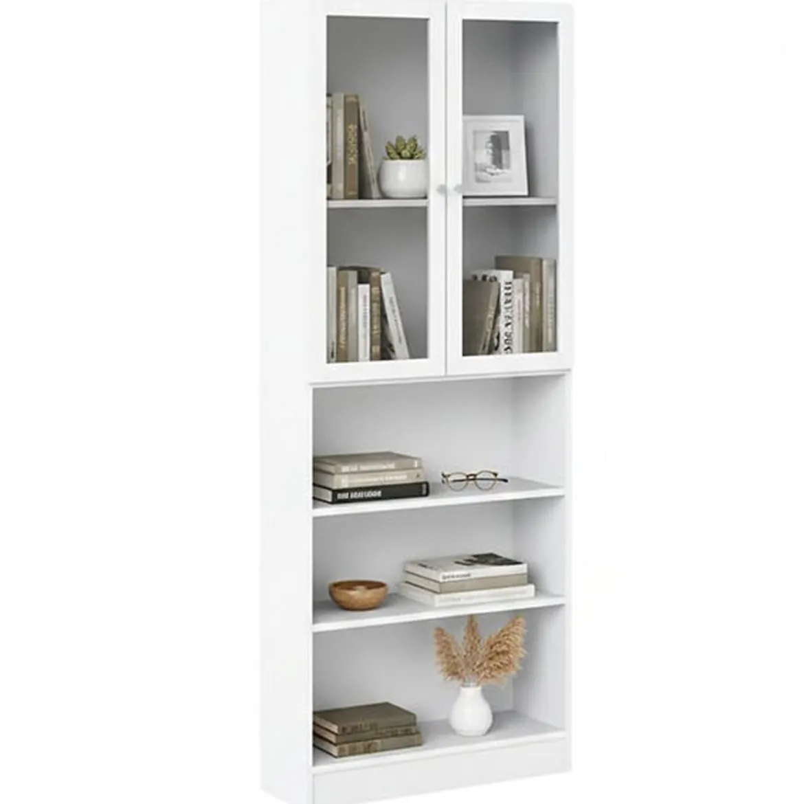 Libreria 2 ante vetro bianca 79x203h cm - Chedeng