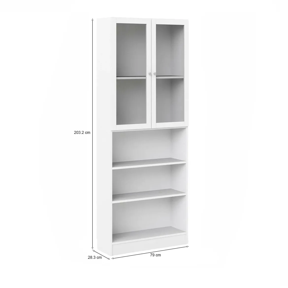 Libreria 2 ante vetro bianca 79x203h cm - Chedeng