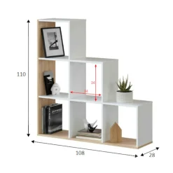 Libreria aperta bianca e rovere 108x110h cm - Abilu