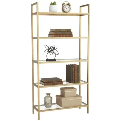 Libreria bassa in vetro oro 80x165h cm - Stratonice