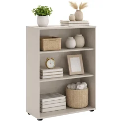Libreria Beige 2 Ripiani Installazione a Terra 79x34x118h cm, - Leporano