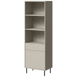 Libreria Beige un Cassetto 3 Ripiani 60x39x184h cm, con Piedini in Metallo - Pioraco