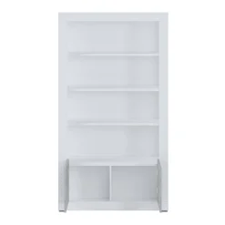 Libreria Bianco Grigio Cemento 3 Ripiani 2 Ante 105x42x191h cm, Installazione a Terra - Spinoso