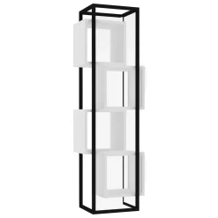 Libreria Bianco Marrone Rovere 4 Ripiani Installazione Libera 44x29x140h cm, Sfumatura Colore Struttura Rovere - Navel