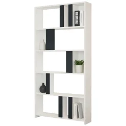 Libreria Bianco Nero Antracite 4 Ripiani Installazione Libera 90x20x180h cm, Sfumatura Colore Struttura Antracite - Tribogna