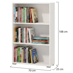 Libreria Bianco Opaco 2 Ripiani Installazione a Terra 70x24.5x107.5h cm, Sfumatura Colore Struttura Opaco - Moiano