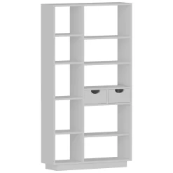 Libreria Bianco 8 Ripiani 2 Cassetti 80x25x189h cm, Installazione Libera - Imer
