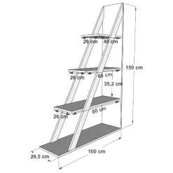 Libreria Bianco 3 Ripiani Installazione Libera 100x30x150h cm, Struttura Verticale - Camaiore