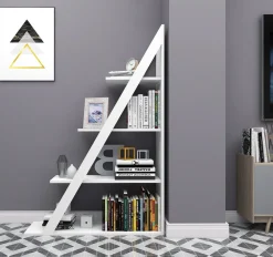 Libreria Bianco 3 Ripiani Installazione Libera 100x30x150h cm, Struttura Verticale - Camaiore