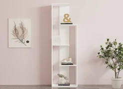 Libreria Bianco 3 Ripiani Installazione Libera 50x20x160h cm, Utilizzabile Come Divisorio Locale - Fiesole