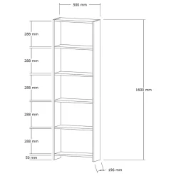 Libreria Bianco 5 Ripiani Installazione Libera 50x20x160h cm, Struttura Verticale - Piubega
