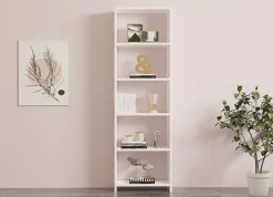 Libreria Bianco 5 Ripiani Installazione Libera 50x20x160h cm, Struttura Verticale - Piubega