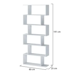 Libreria Bianco 5 Ripiani Installazione a Terra 80x25x191h cm, Portata Ripiani 15 - Clisi