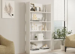 Libreria Bianco 8 Ripiani Installazione a Terra 68x25x161h cm, Struttura Aperta - Veniano