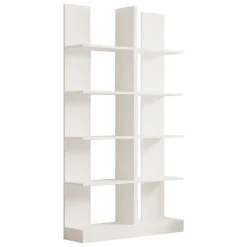 Libreria Bianco 8 Ripiani Installazione Libera 100x26x180h cm, Struttura Verticale - Noasca