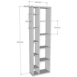 Libreria Bianco 9 Ripiani Installazione a Terra 93x28x142h cm, Struttura a zig zag - Budrio