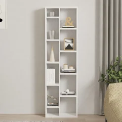 Libreria Bianco 9 Ripiani Installazione a Terra 93x28x142h cm, Struttura a zig zag - Budrio