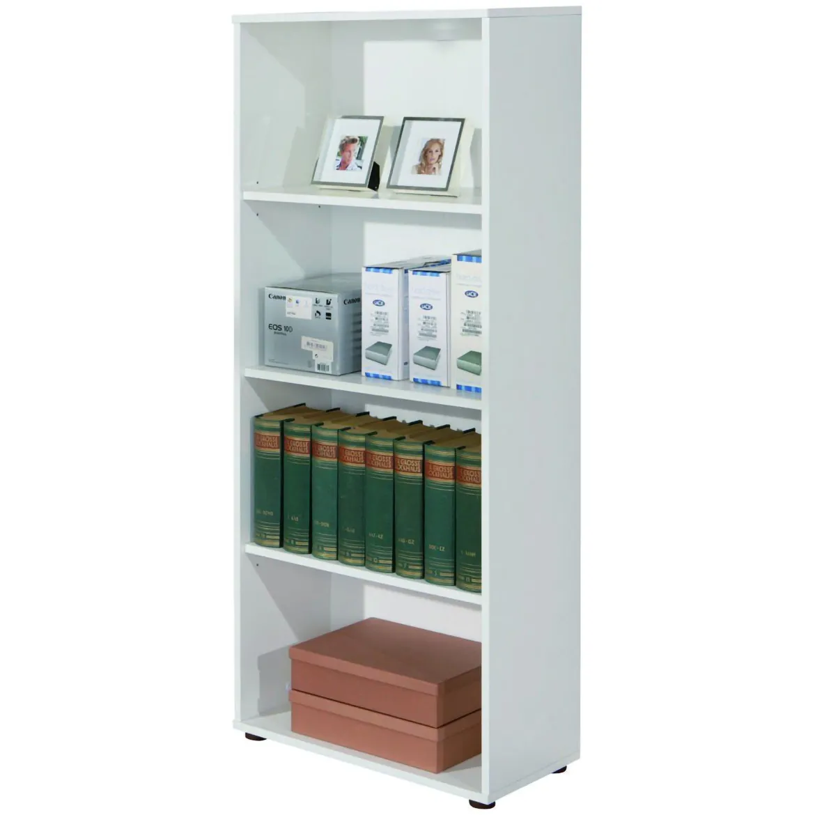 Libreria Bianco 3 Ripiani Struttura Verticale 60x30x145h cm, - Jovencan