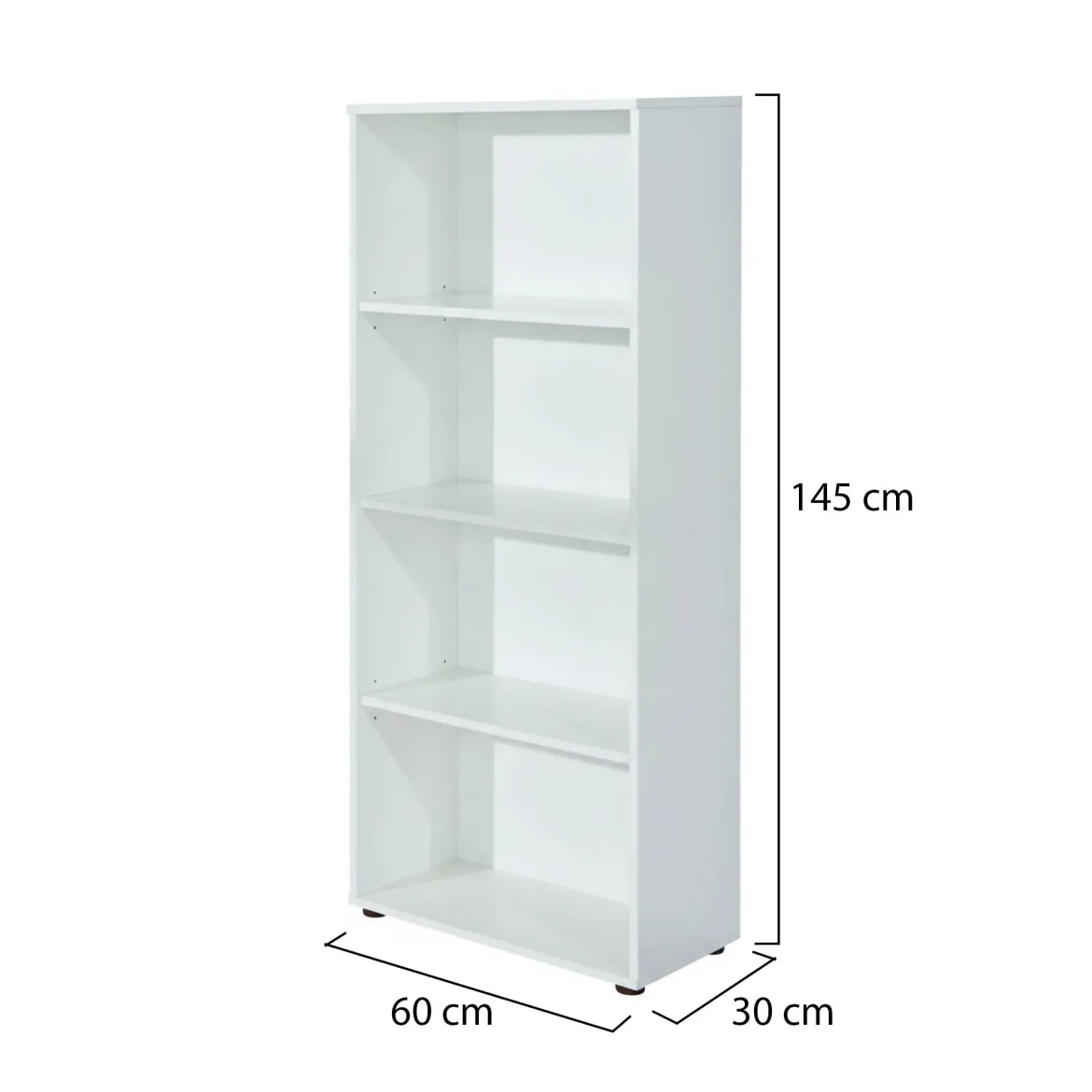 Libreria Bianco 3 Ripiani Struttura Verticale 60x30x145h cm, - Jovencan