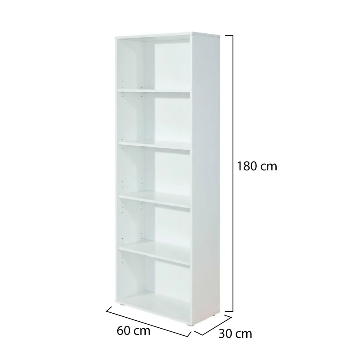 Libreria Bianco 4 Ripiani Struttura Verticale 60x30x180h cm, - Erba