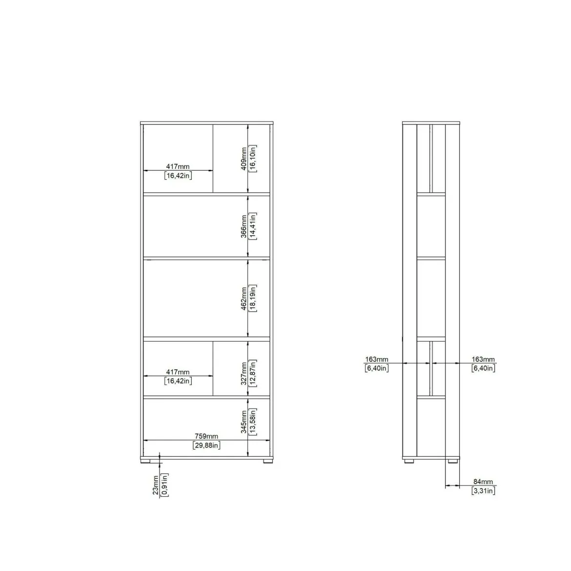 Libreria chic rovere e bianca 79x204h cm - MuGuiying