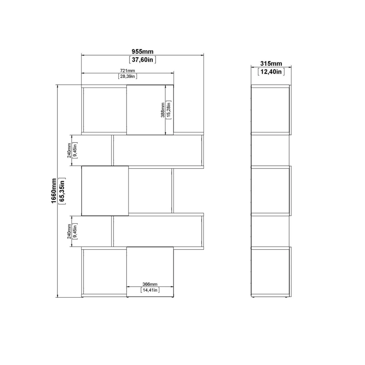 Libreria chic rovere e bianca lucida 95x166h cm - Acetosella