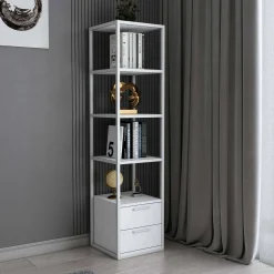 Libreria con 2 cassetti bianca e antracite 39x169h cm - Arsim