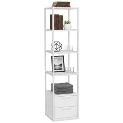 Libreria con 2 cassetti bianca e antracite 39x169h cm - Arsim