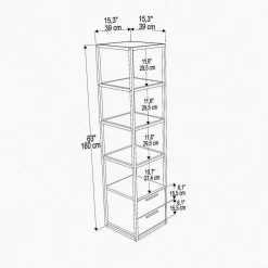 Libreria con 2 cassetti bianca e antracite 39x169h cm - Arsim
