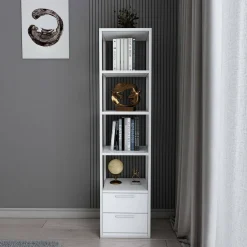 Libreria con 2 cassetti bianca e antracite 39x169h cm - Arsim