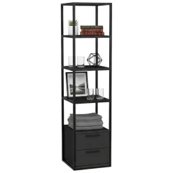 Libreria con 2 cassetti nera e antracite 39x169h cm - Arsim