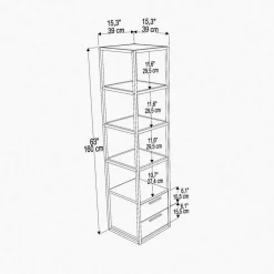Libreria con 2 cassetti nera e quercia 39x169h cm - Arsim