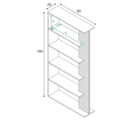 Libreria divisoria bianca e cemento 90x180h cm - Eolo